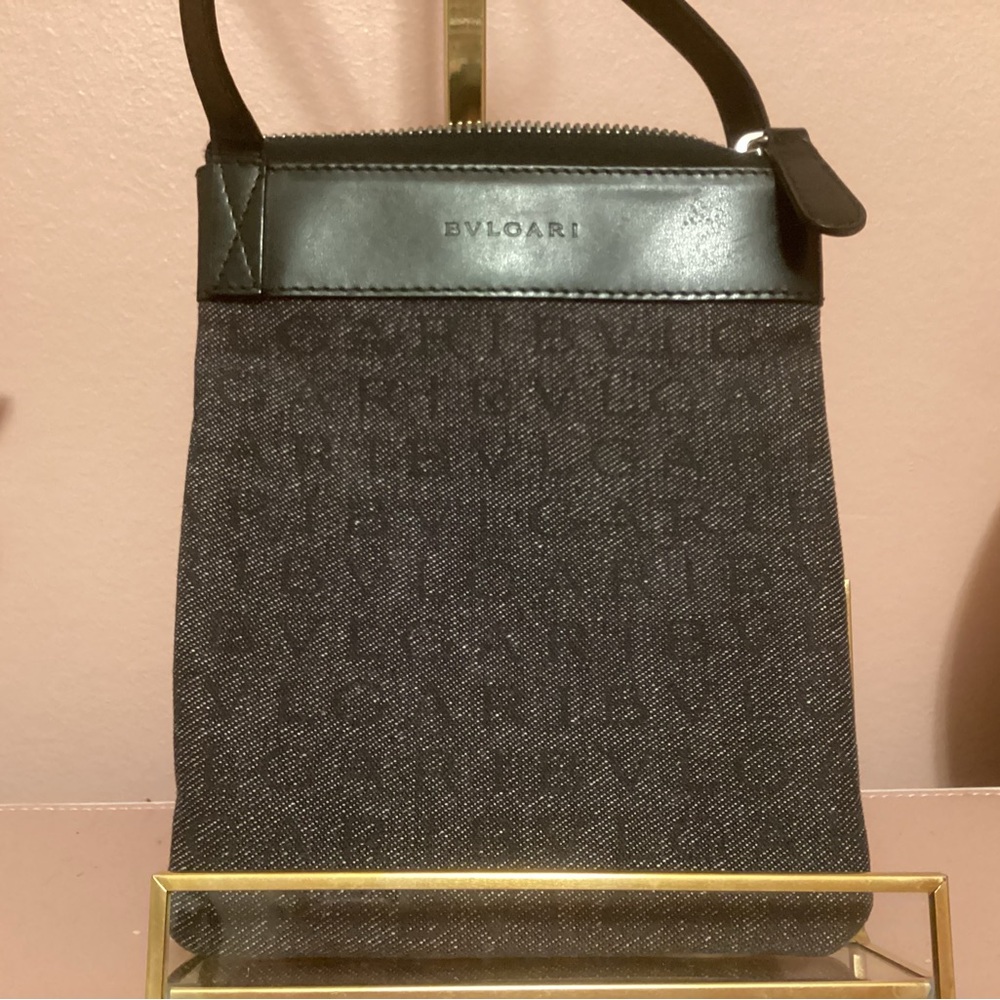 Bvlgari Black Denim Monogram Small Shoulder Bag